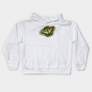 Beautiful Western Tiger Swallowtail Butterfly in the Backyard Kids Hoodie